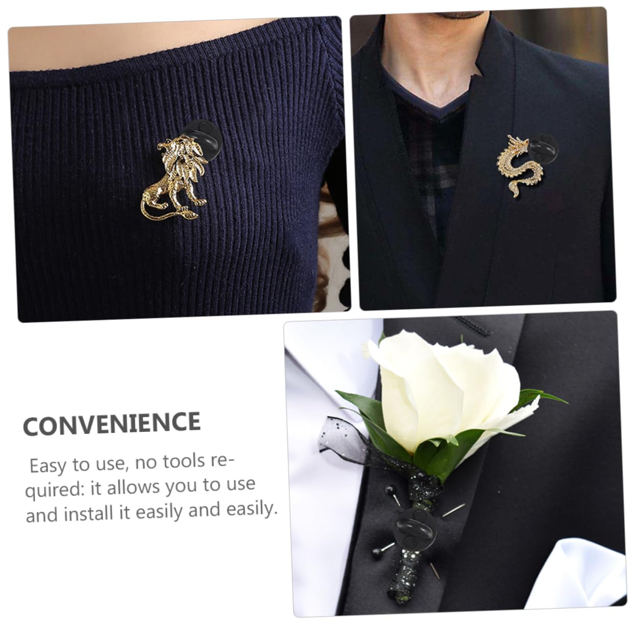 NUOBESTY 3 Ensembles Broche Embrayage Insigne Broche Durable Épingles À Cravate Attaches De Fermoirs De Attaches De Boucles De en Plastique 100 pièces * 3