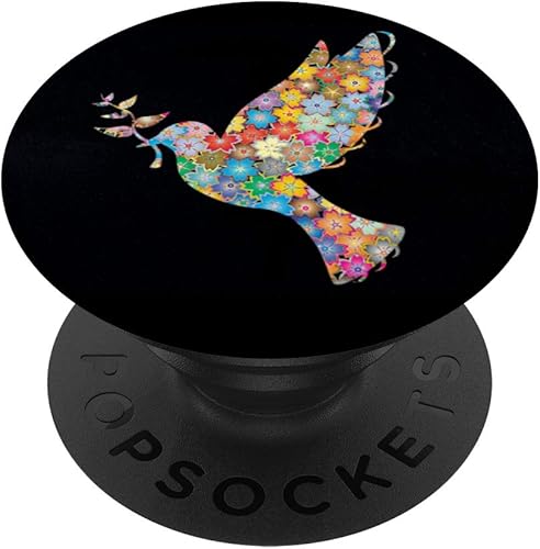 Flor Poder Pájaro Paz Dove Retro 70s Diseño - PopSockets Grip y Soporte para Teléfonos y Tabletas