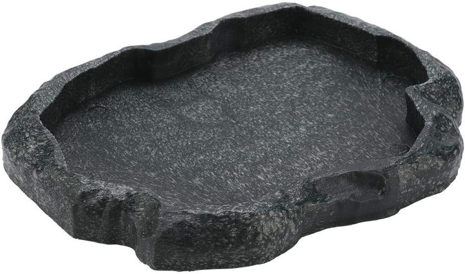Reptile Feeding Bowl, Tortoise Water Bowl Food Bowl, Reptile Feeder Feeding Dish, Reptiles Water Tray for Reptile Scorpion Lizard Pets Plies(Dark Green M)