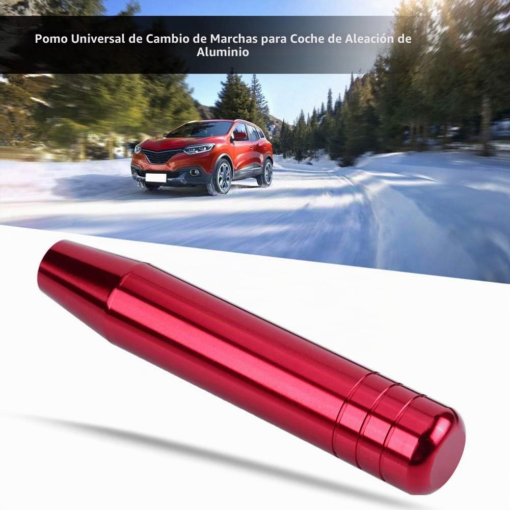 DEWIN Pomo de Cambio de Marchas, Aluminio Pomo de Cambio de Marchas Aleación de Aluminio Universal Perilla de Cambio de Marchas Manual del Coche Palanca de Cambio 18cm (Rojo)
