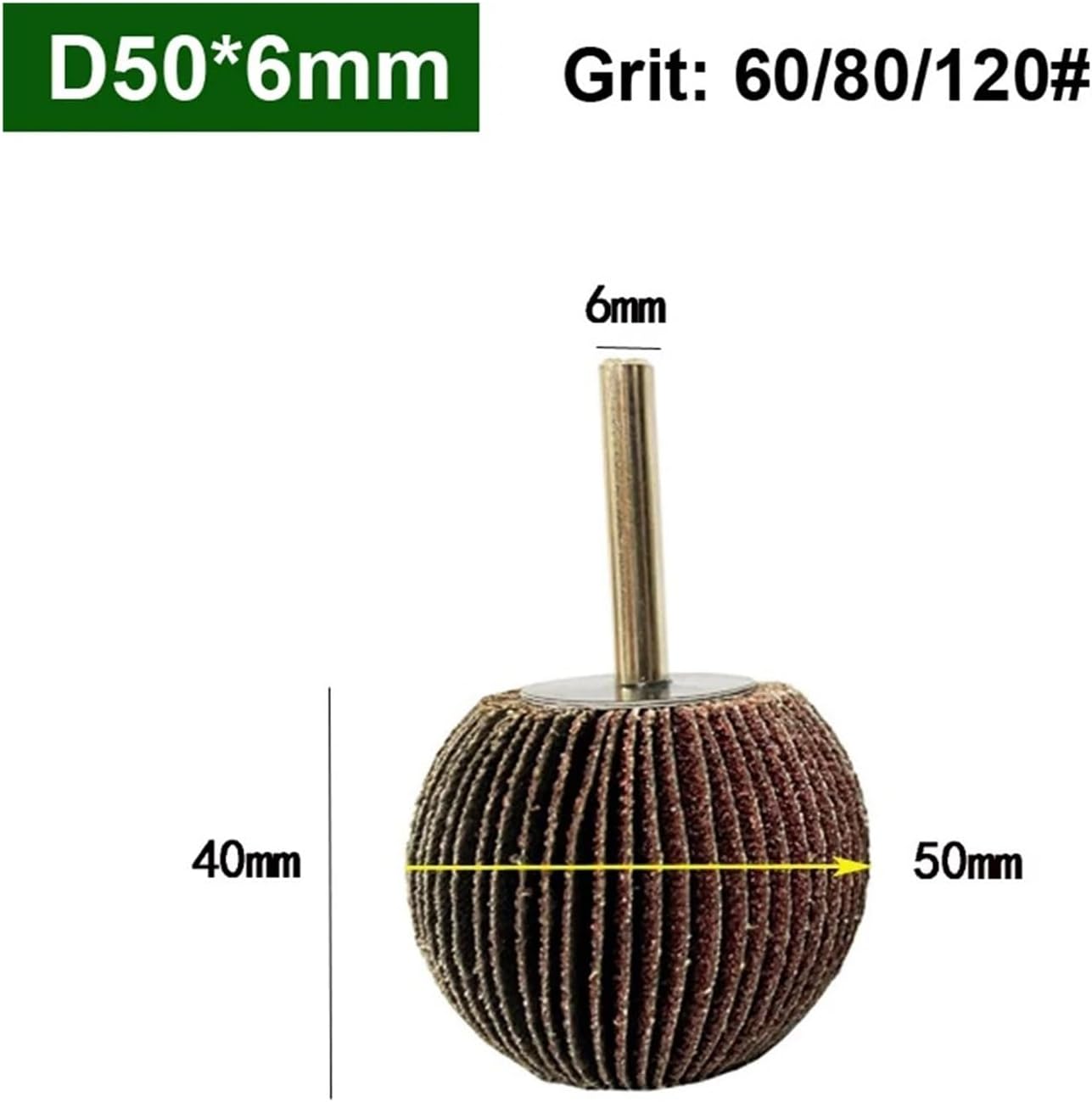 5PCS Spherical Sandpaper Flap Wheel 6mm(1/4") Shank 60-120 Grit Abrasive Rotary Tool Accessories for Polishing Ball Shape