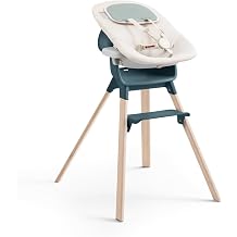 Stokke Clikk High Chair, Fjord Blue with Newborn Set, Cloud Grey