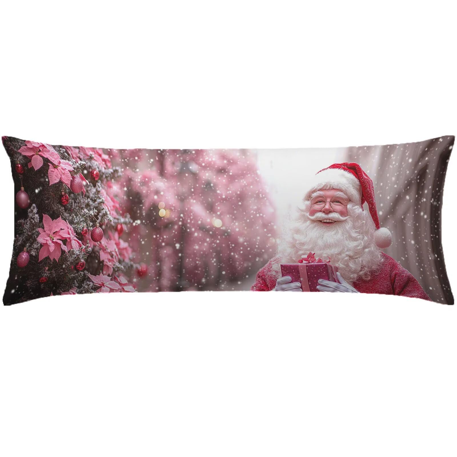Poszewki na poduszki do łóżka 60 x 180 cm Poszewki na poduszki różowe poszewki na poduszki łóżko Święty Mikołaj aksamitna poszewka na poduszkę na sofę, miękka i oddychająca dwustronna poszewka na
