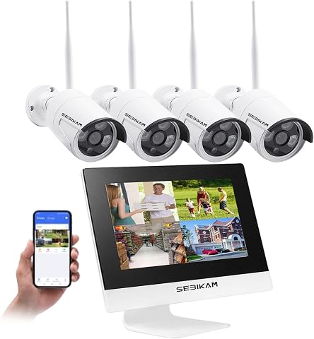 Home Security Camera System with 10.1-inch Monitor and 4 Cameras