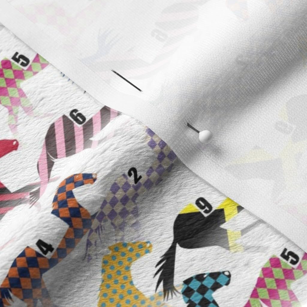 Spoonflower Fabric - Off Horse Pattern Racing Horses Equestrian Printed on Minky Fabric by The Yard - Sewing Baby Blankets Quilt Backing Plush