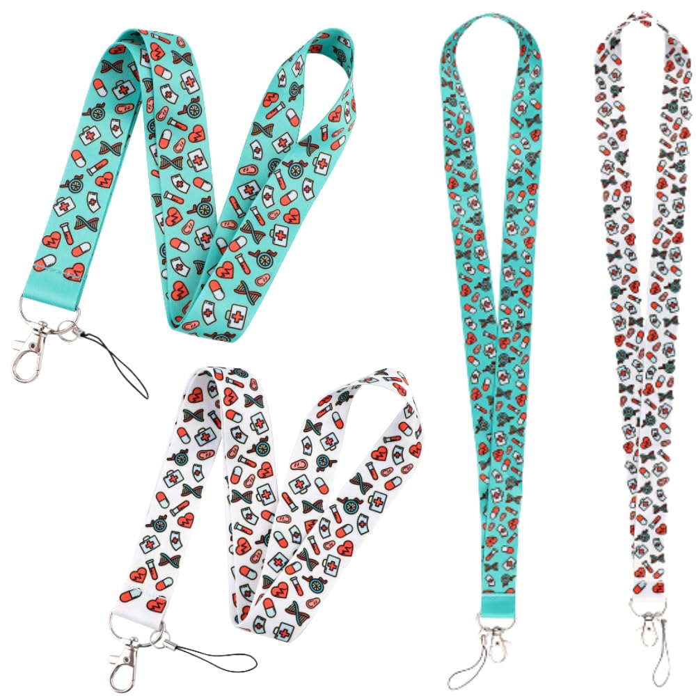 KATALE Pack de 2 Lanyard Enfermera - Cuelga llaves y tijeras con clip sujetador para tarjetas identificativas - Cinta de Cuello para llaves - Regalo Original para Enfermeras, Accesorios Enfermera