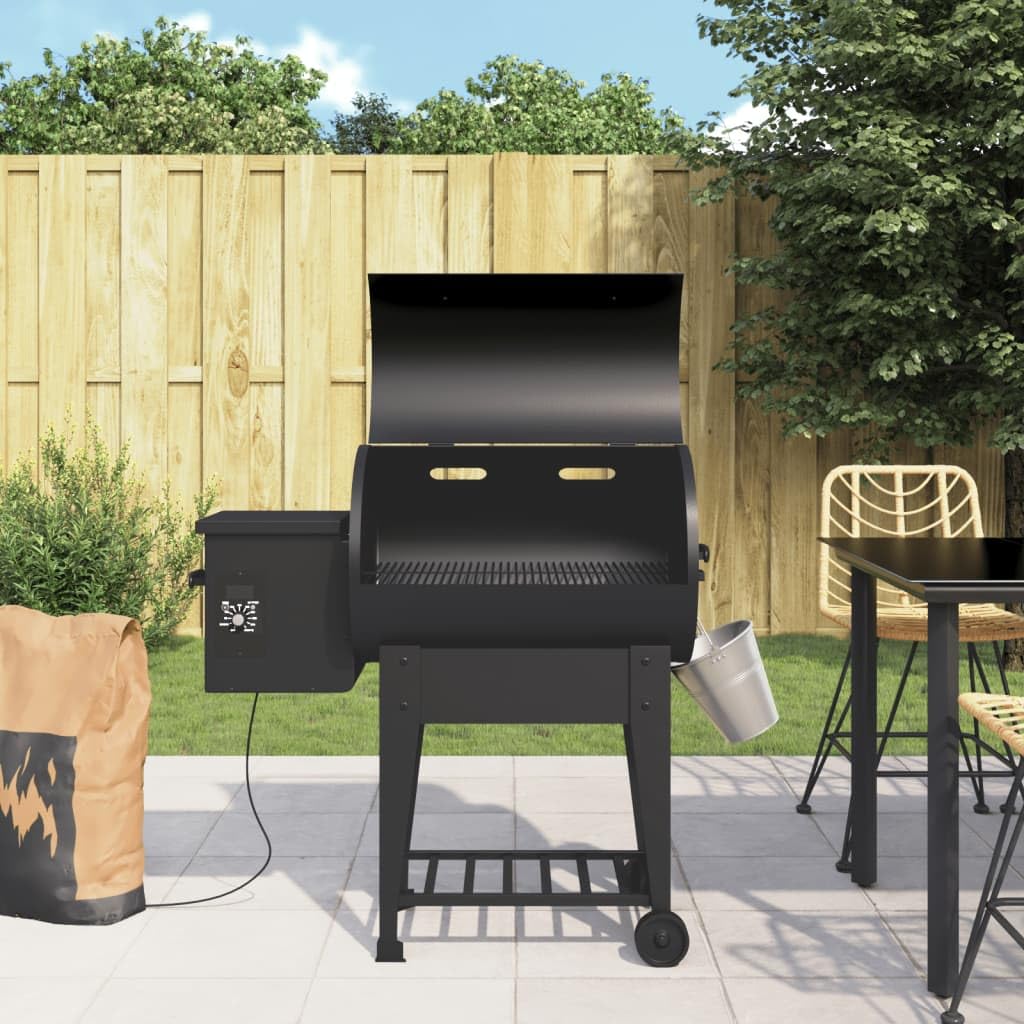 Barbacoa de pellets con estante inferior hierro negro 94 cm, JUNZAI Barbacoa Carbon, Ahumador Barbacoa, Parrilla De La Barbacoa, Barbacoa Carbon Y Leña