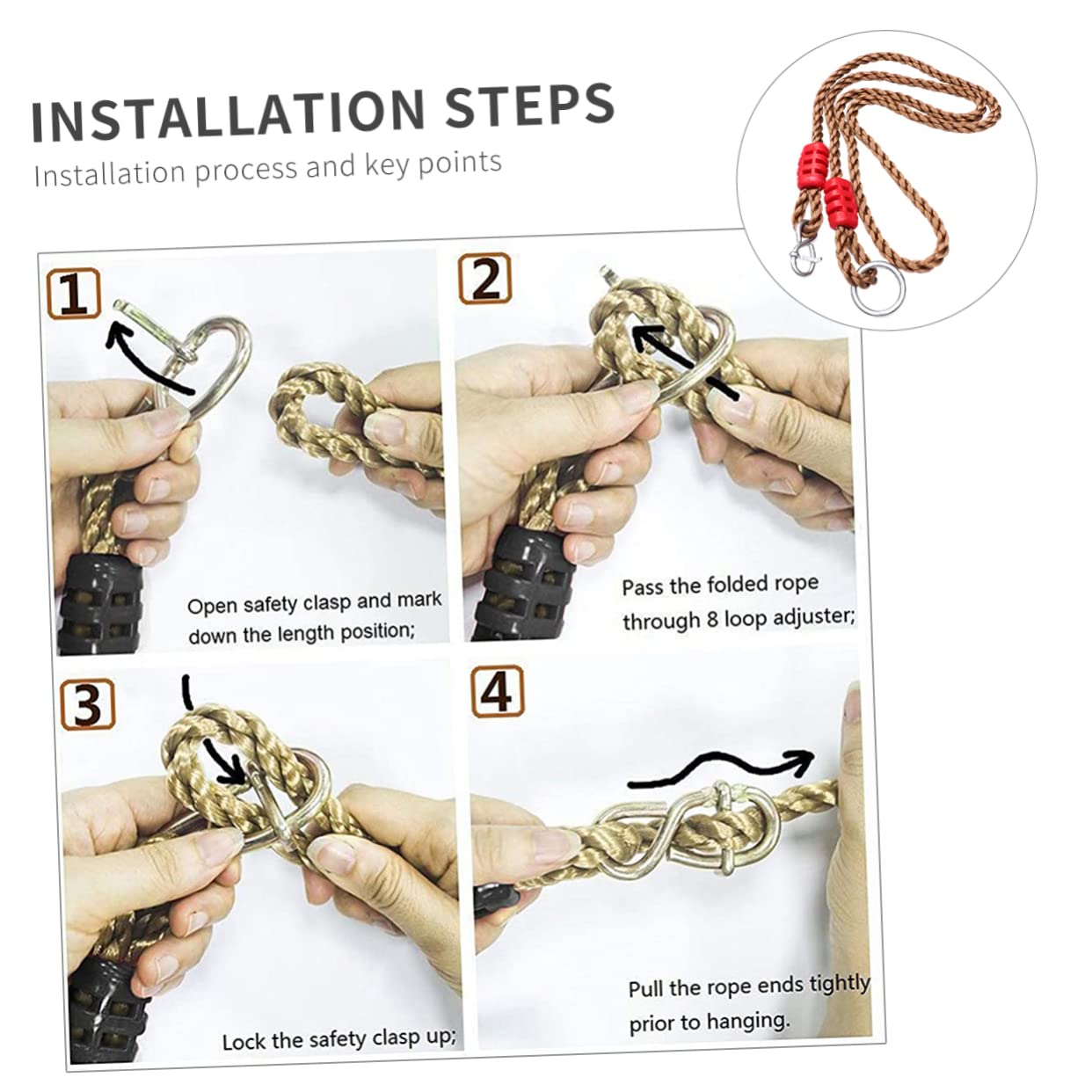 6pezzi Pz Cinghie Regolabili per Amaca da Giardino Nylon Accessori Sospesi per Esterni Facile Installazione e Utilizzo