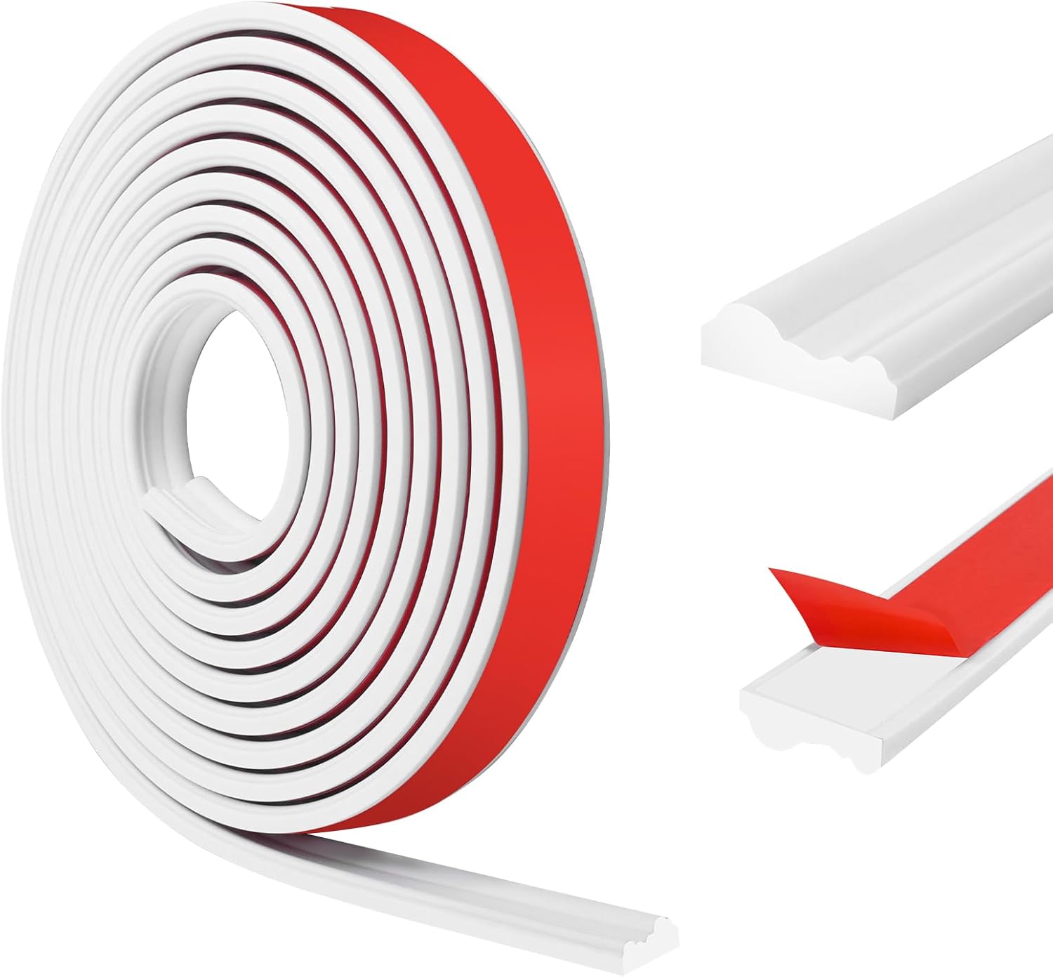 Peel and Stick Wall Molding Self Adhesive Flexible Trim for Edges Mirror Border Window & Door Framing Waterproof Edge Guard Home Decoration(White, 0.9 in×30 ft) 0.9in×30ft White