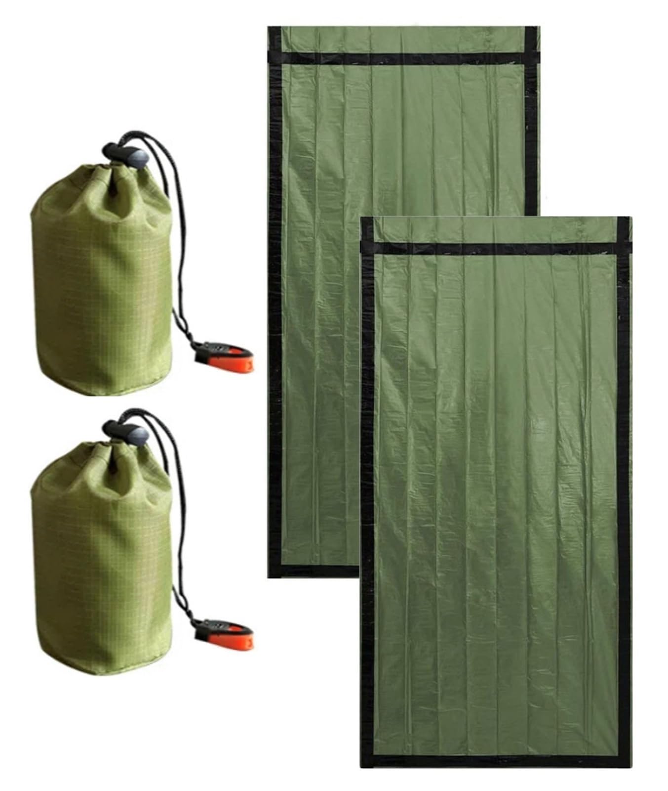 THUCHENYUC Sierra Madre Emergency Sleeping Bag, Waterproof Survival Sleeping Bags Pocket Size Survival Blanket Thermal Bivy Sack For Outdoor Camping Hiking(Green+Green)