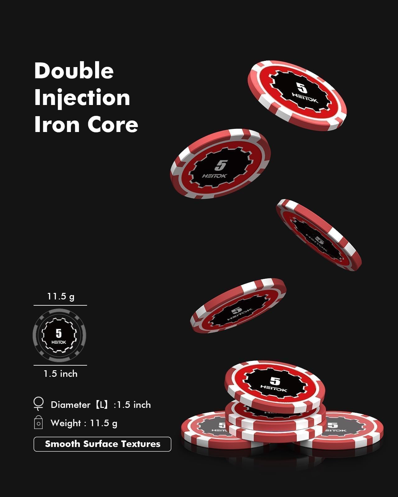 100 Piece Poker Chip Set 11.5g Heavyweight Numbered Chips Professional Casino Grade Composite with Iron Core for Texas Holdem Blackjack and Adult Card Games