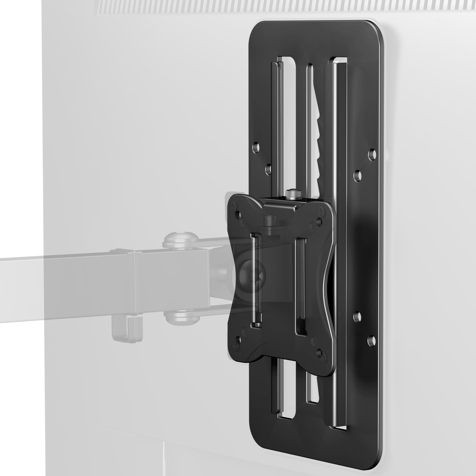 Adaptador VESA Ajustable en Altura para monitores de 13 a 27", Accesorio con Ajuste Vertical de 15 cm, Compatible con VESA 75x75/100x100 mm, Soporta hasta 8 kg