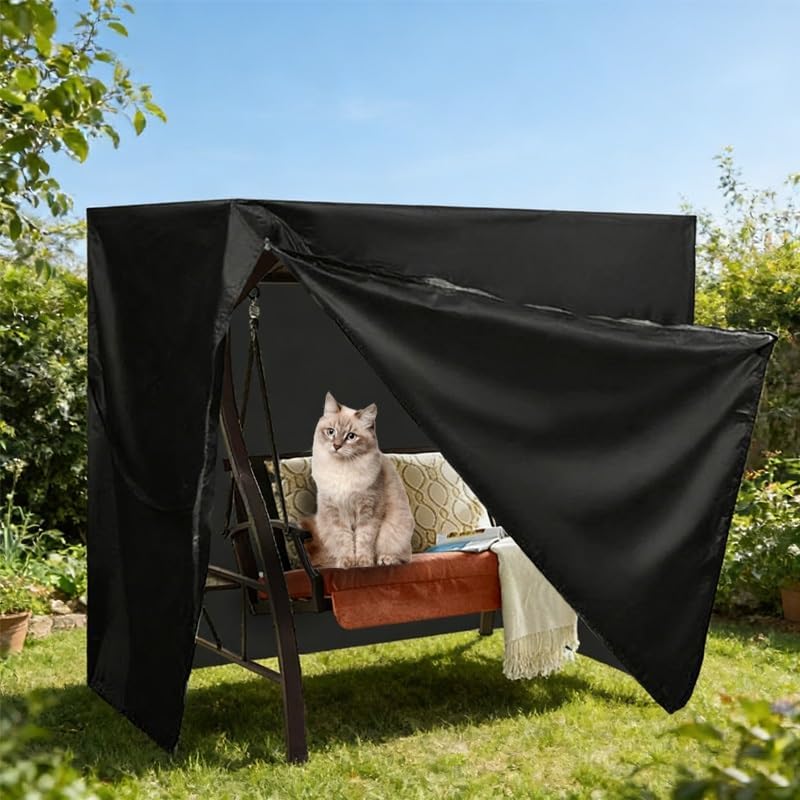 Waterproof Outdoor Swing Cover, Triple Seater Hammock Covers with Zippers and Buckles, Porch Cover for Porch Swing Canopy Glider Chair and Other Patio Furniture, 59x39x65in
