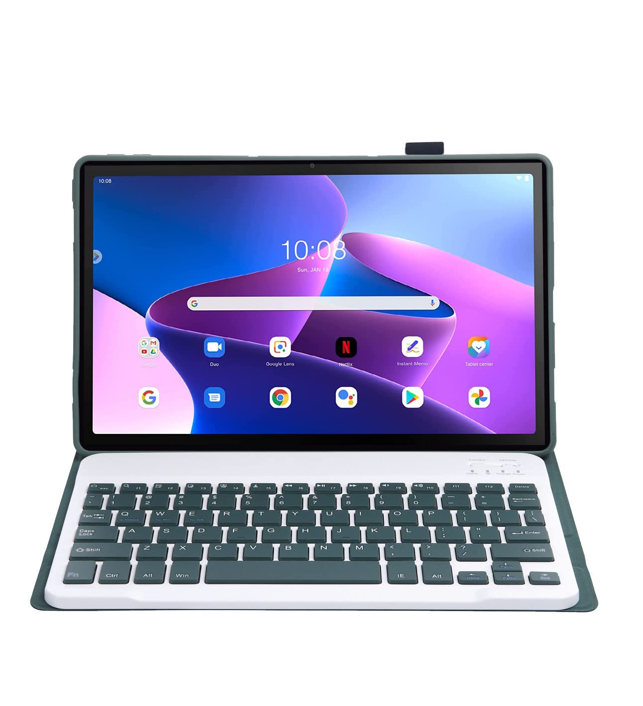 Funda con Teclado para Lenovo Tab M10 Plus 3rd Gen 10,6'', Español Ñ Desmontable Magnética Bluetooth Teclado Inalámbrico para Lenovo Tab M10 Plus 3rd Gen 10,6'' TB-125FU/128FU, Verde Oscuro