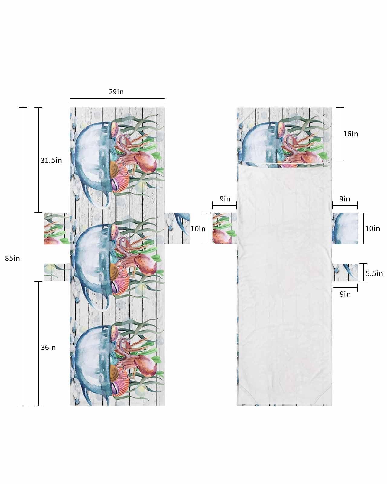 Coastal Octopus Beach Lounge Chair Towel Cover, Soft Chaise Lounge Towel with Side Pockets Patio Pool Chairs Cover for Beach/Pool Sunbathing 29x85 Watercolor Seaside Coral Retro Wooden