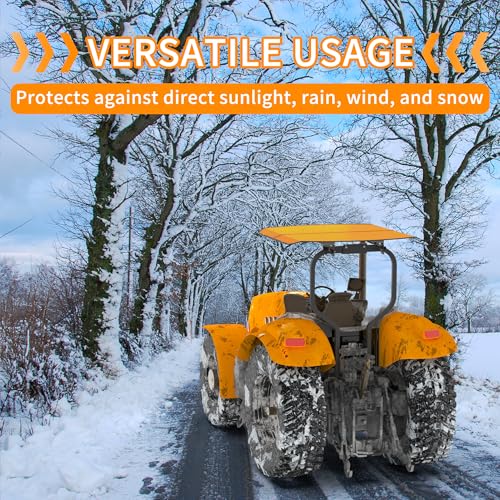 Orange Tractor Canopy for ROPS 53-3/8" x 53-3/8" – Sunshade Roof for Lawn Mowers, Heavy-Duty Mounting Brackets, Non-Fading High-Density Thermoplastic (Adds About 4" to Tractor Height)