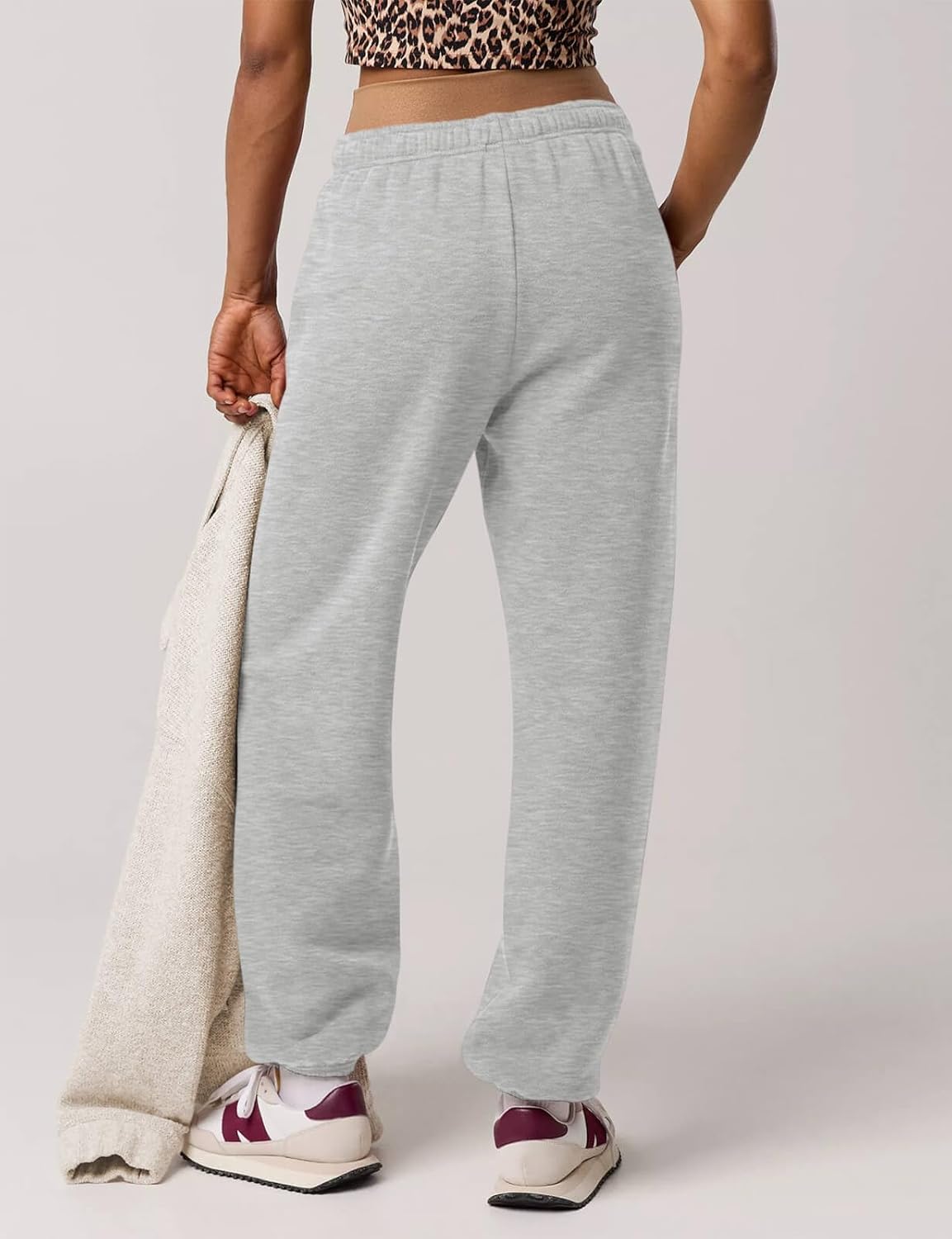 HeSaYep Women's Sweatpants Baggy Interior Drawstring High Waist Sweat Pants Cinch Bottom Jogger Pants - Image 2