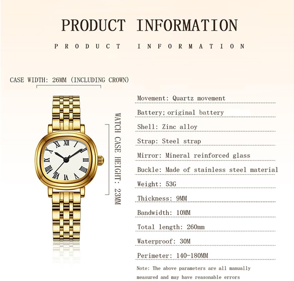 Fashion Ladies Square Watch Roman Numeral Dial Waterproof Quartz Watch