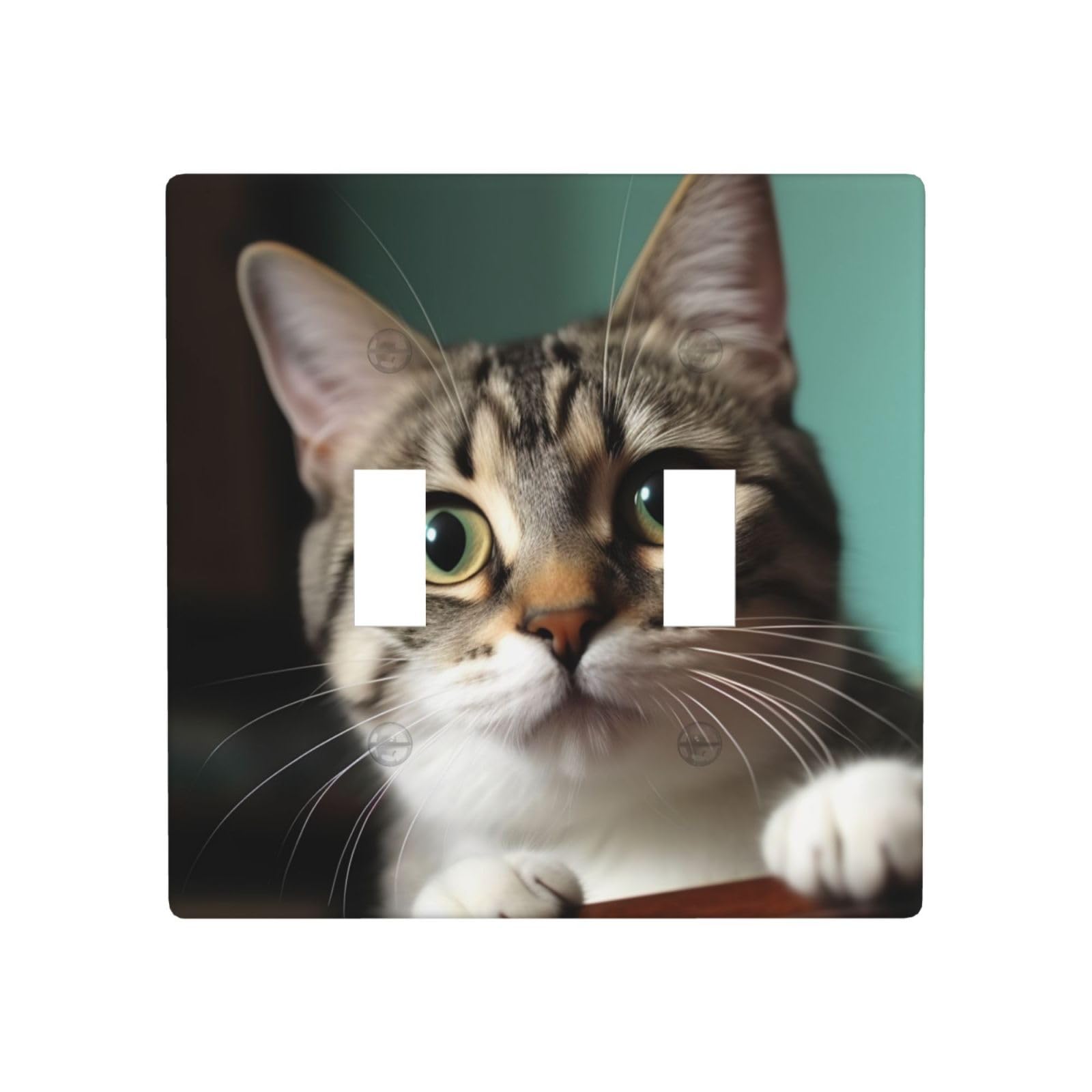 Aceprints A Curious Cat 2 Gang Double Toggle Wall Plates, Unbreakable Decorative Duplex Light Switch Plate Covers Electrical Switchplate Cover Faceplate For Bathroom Kitchen Decor