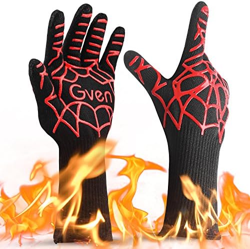 Extreme Heat Resistant Gloves, 932°F BBQ Accessories Fireproof Oven Mitts Cut Resistant for Grilling, Welding, Cutting, Baking