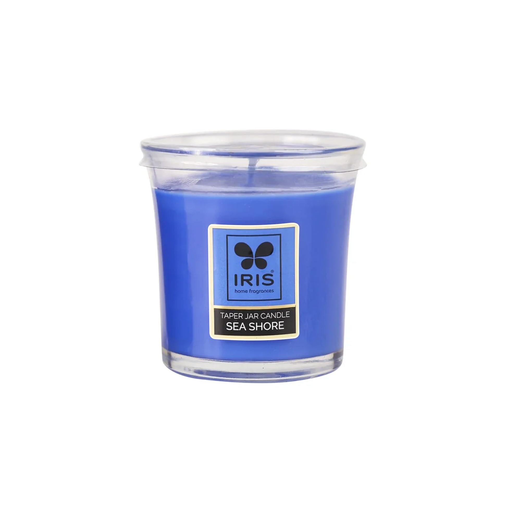 IRIS Taper JarCandle, Sea Shore, AquaticFragrance, Elegant and Mesmerizing Home Fragrance Solutions, Fragrances for Fine Living,Unit of 1 Colored and Scented Taper Jar Candle with Lid 3