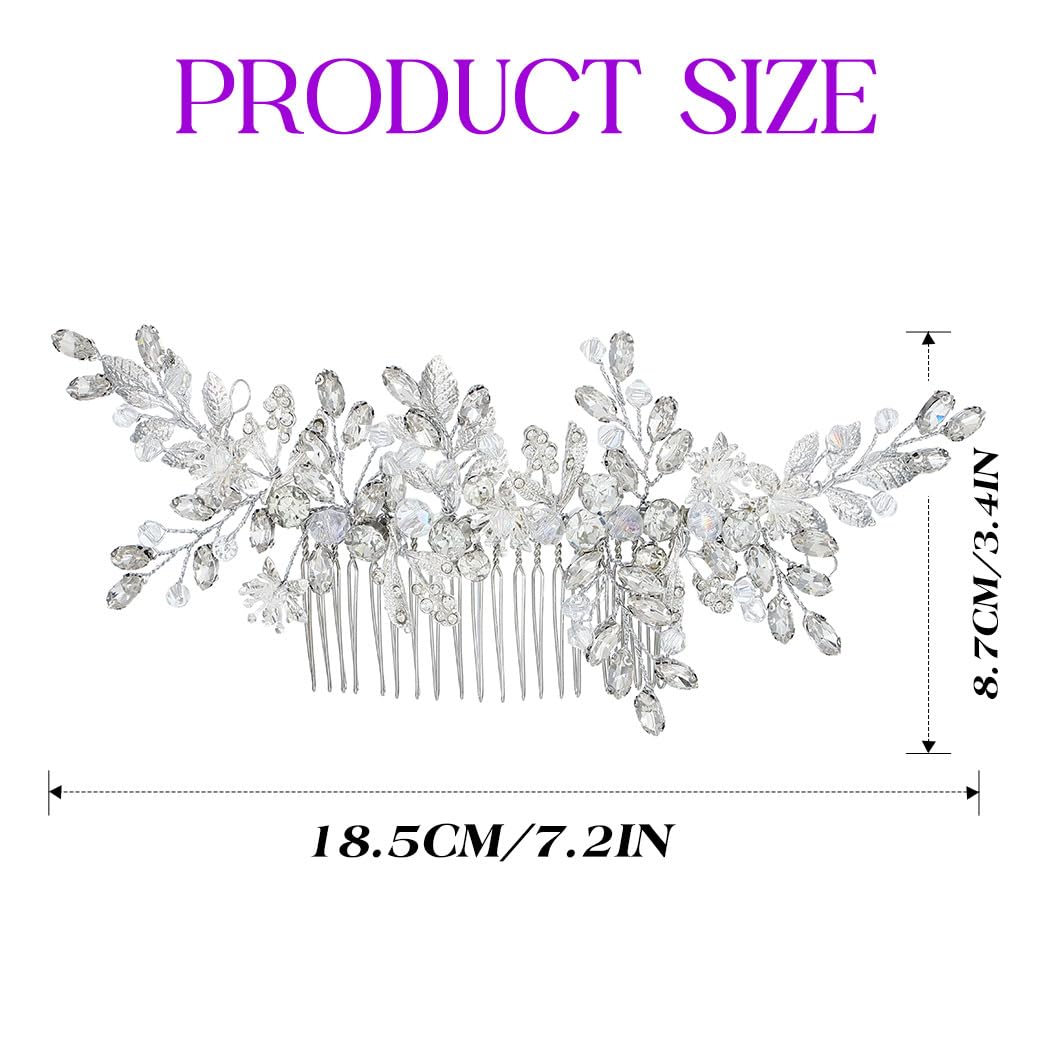 Evild Wedding Hair Clips Silver Rhinestone Bridal Headpiece Prom Hair Accessories for Women - Image 4