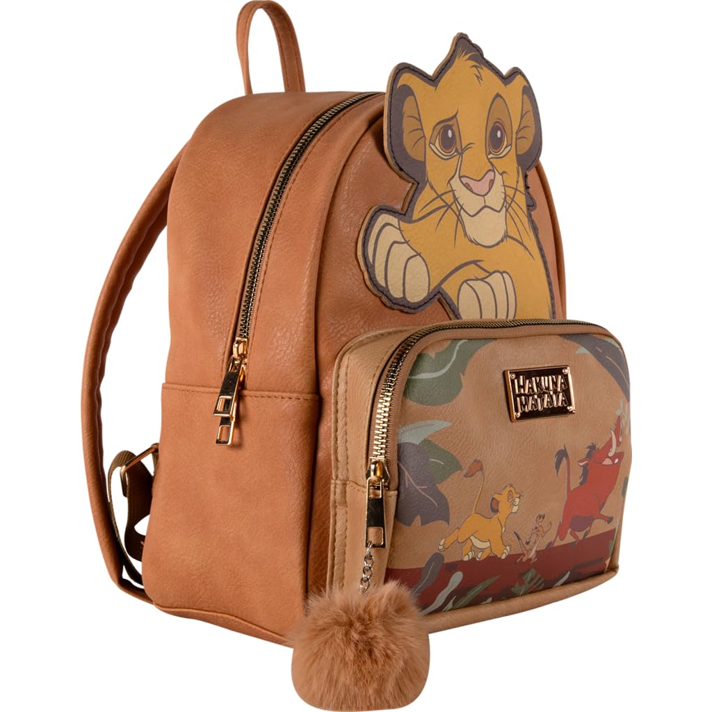 Cerdà Disney Le Roi lion Sac à dos - Simili cuir - Motif Hakuna Matata Simba, Pumbaa et Timon - Marron