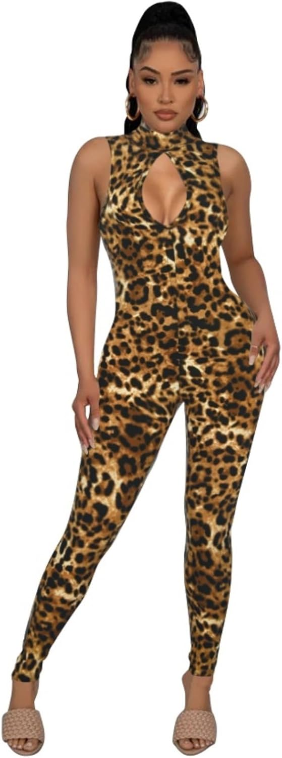 Womens Sexy Sleeveless One Piece Jumpsuits Cutout Bodycon High Waisted Club Outfits Catsuits - Image 2