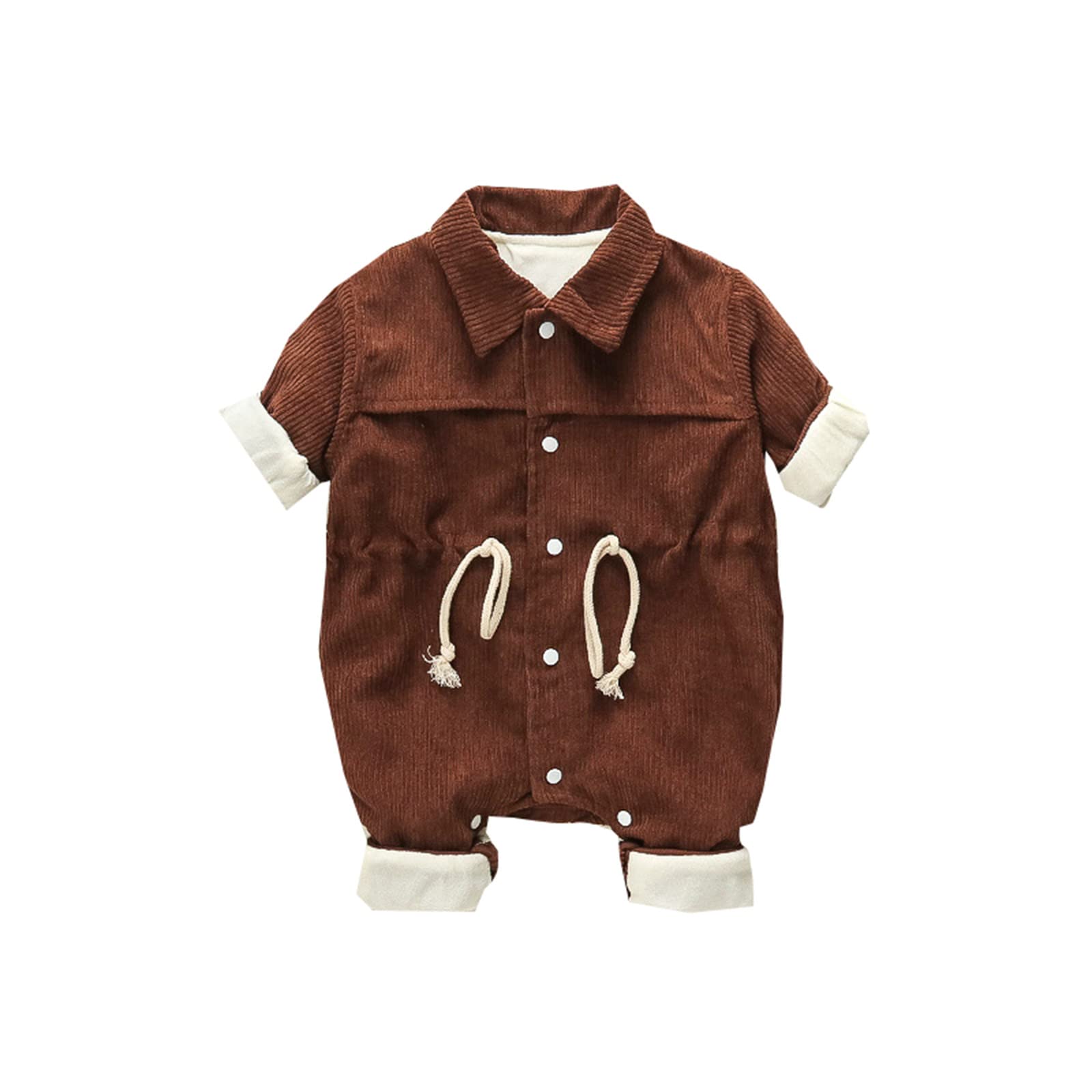 Baby Coverall Toddler Babys Newborn Infant Girls Boys Thick Warm Jumpsuit Draw String Pure Color Striped Toddler Romper