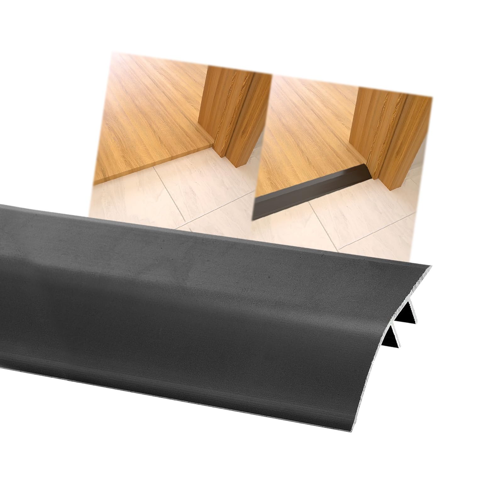 Aluminiowa listwa progowa do podłóg, Listwa progowa aluminiowa podłogowa do drzwi rampowych Flooreducer/szara/145 cm(Black,90Cm)