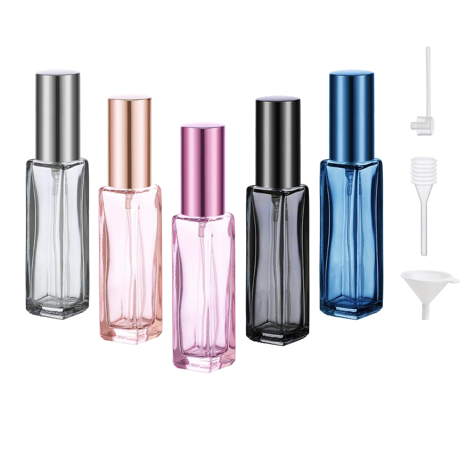 ILZAR 5 PCS Travel Perfume Bottle Refillable, 10ml Empty Mini Perfume Bottle Leakproof Perfume Atomizer Set for Travel, Cologne Bottle Portable