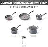 T-fal Ultimate Set de utensilios de cocina antiadherente de anodizado duro, 10 piezas, ollas y sartenes | Recubrimiento antiadherente de titanio, indicador de calor Thermo-Spot, apto para horno hasta 400°F, apto para lavavajillas, incluye 2 utensilios de cocina de nylon 3