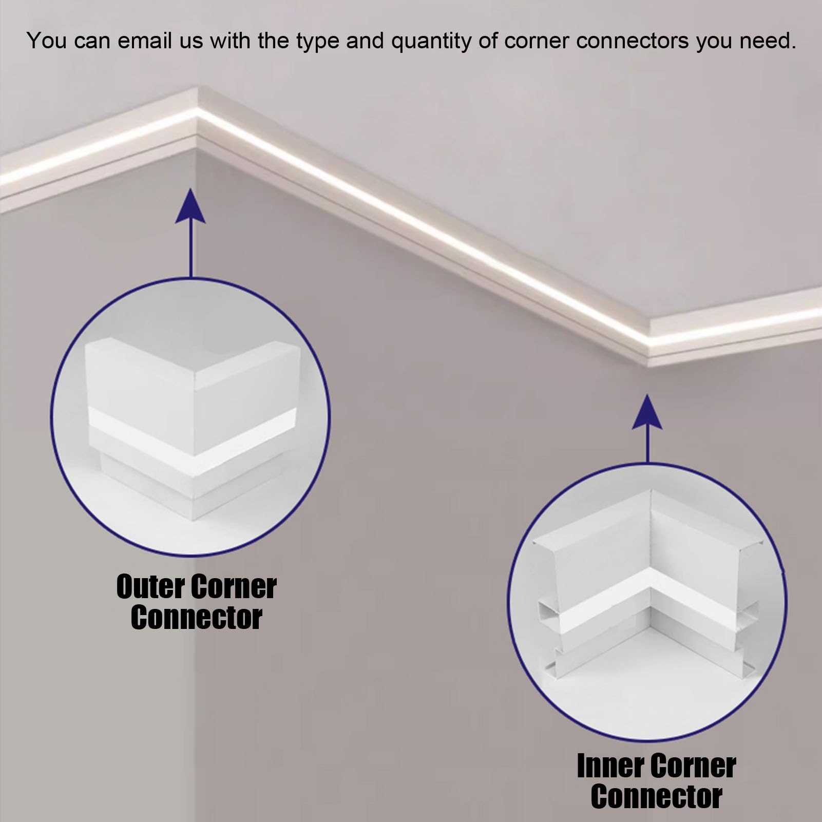 Canaleta de Aluminio para iluminación LED con difusor de Tira, Conector de Esquina de 10 cm, moldura de Techo para iluminación indirecta de Cine en casa - 1 m/3,3 pies de Longitud