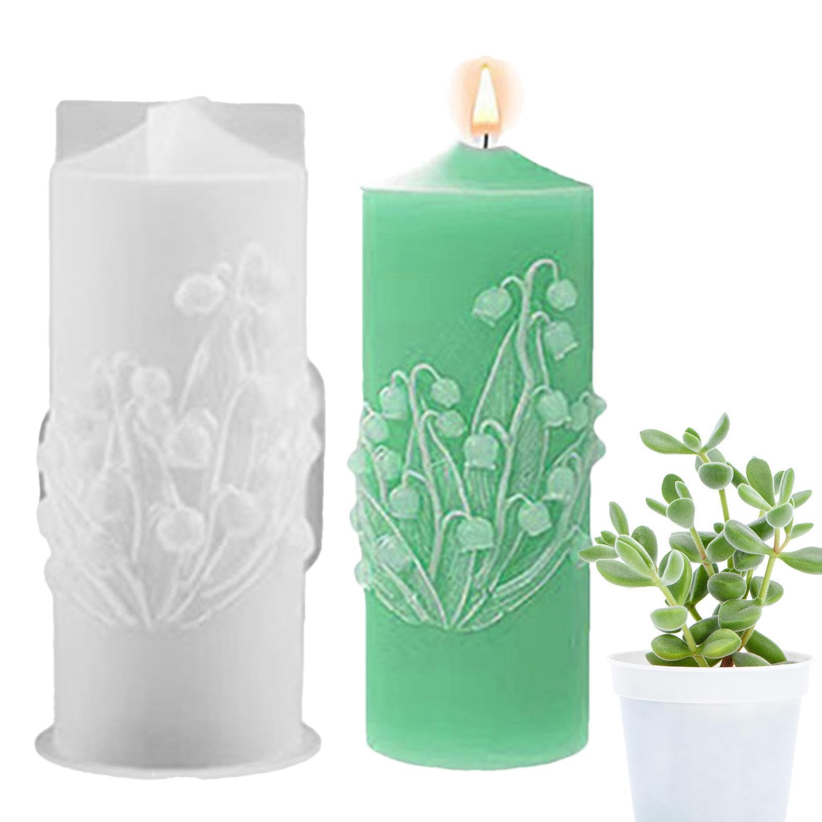 Silicone Candle Mould - Pillar Candle Mould | Lily of the Valley Candle Mould, Cylinder Candle Mould, Silicone Flower for Candles Soap
