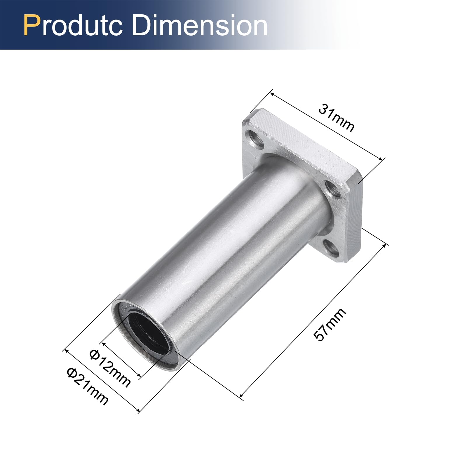 QUARKZMAN LMK12LUU Roulements à Billes Linéaires 12mm Alésage 21mm OD 57mm Longueur Extra Long Carré Cage en Acier à Bride pour Machine CNC et Imprimante 3D