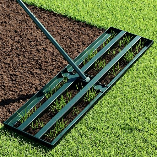 Rastrillo nivelador de césped acero inoxidable 30x10 pulg miniatura 1