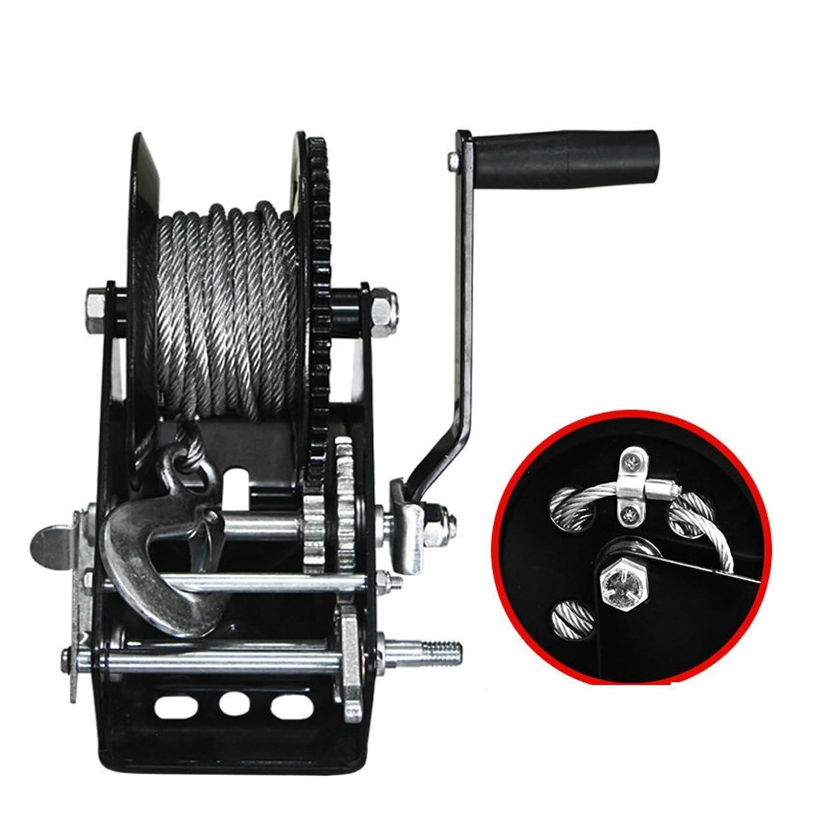 Hand Winch,800LBS Heavy Duty Boat Truck Self Locking Wire Rope Cable Ratcheting Manual Hand Winch for Cars, Home Improvement, Cargo Handling(20Meters Cable)