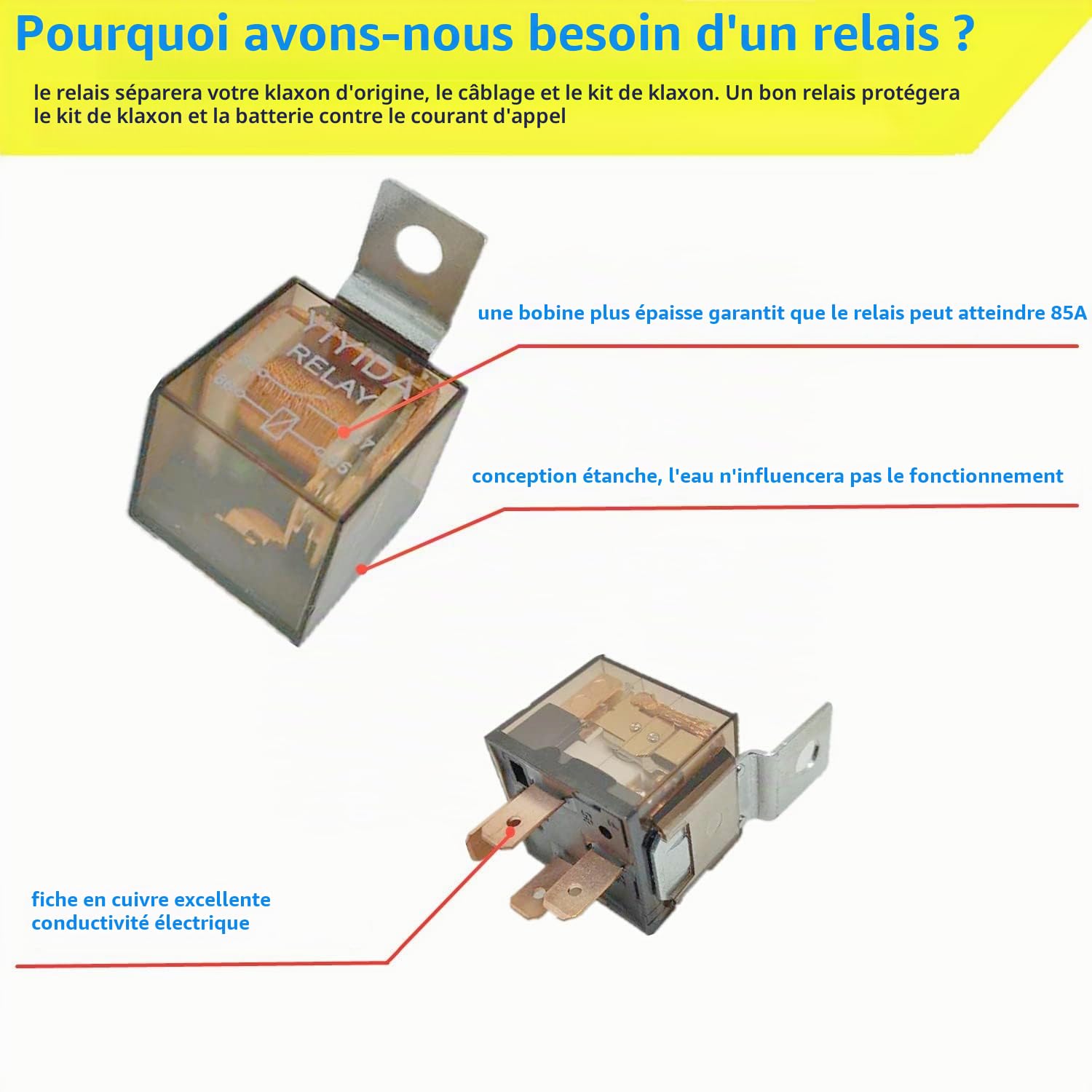 Klaxon de voiture 24 V en zinc double tube 165 dB pour voitures, camions, motos et yachts