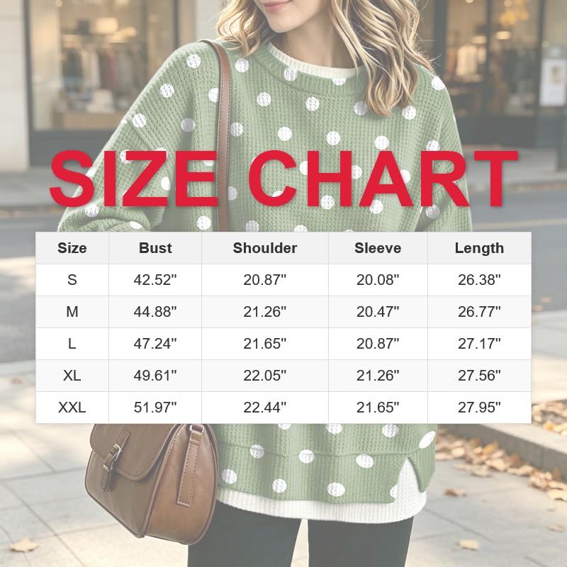 Womens Crew Necks Sweatshirts Knit Long Sleeve Polka Dot Sweatshirts - image 4