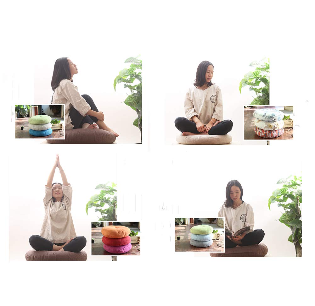 Cuscino rotondo da meditazione per pavimento, 15 cm di spessore, in lino, lavabile, per finestra a bovindo, sgabello per studenti, divano, panchina, cuscino da yoga, verde, 71 cm