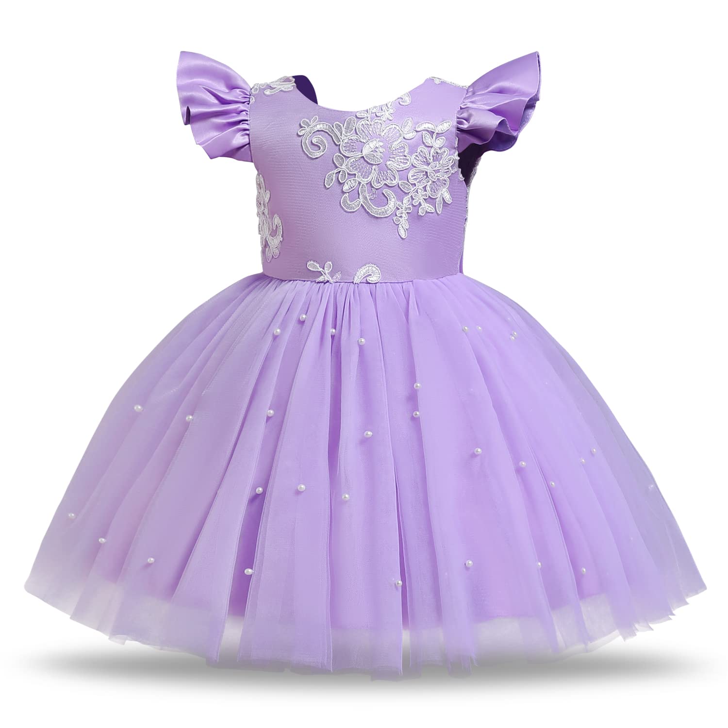 TTYAOVO Bebé Boda Pompa Bautismo Bautizo Tutu Vestido Chicas Princesa Vestir — view 4
