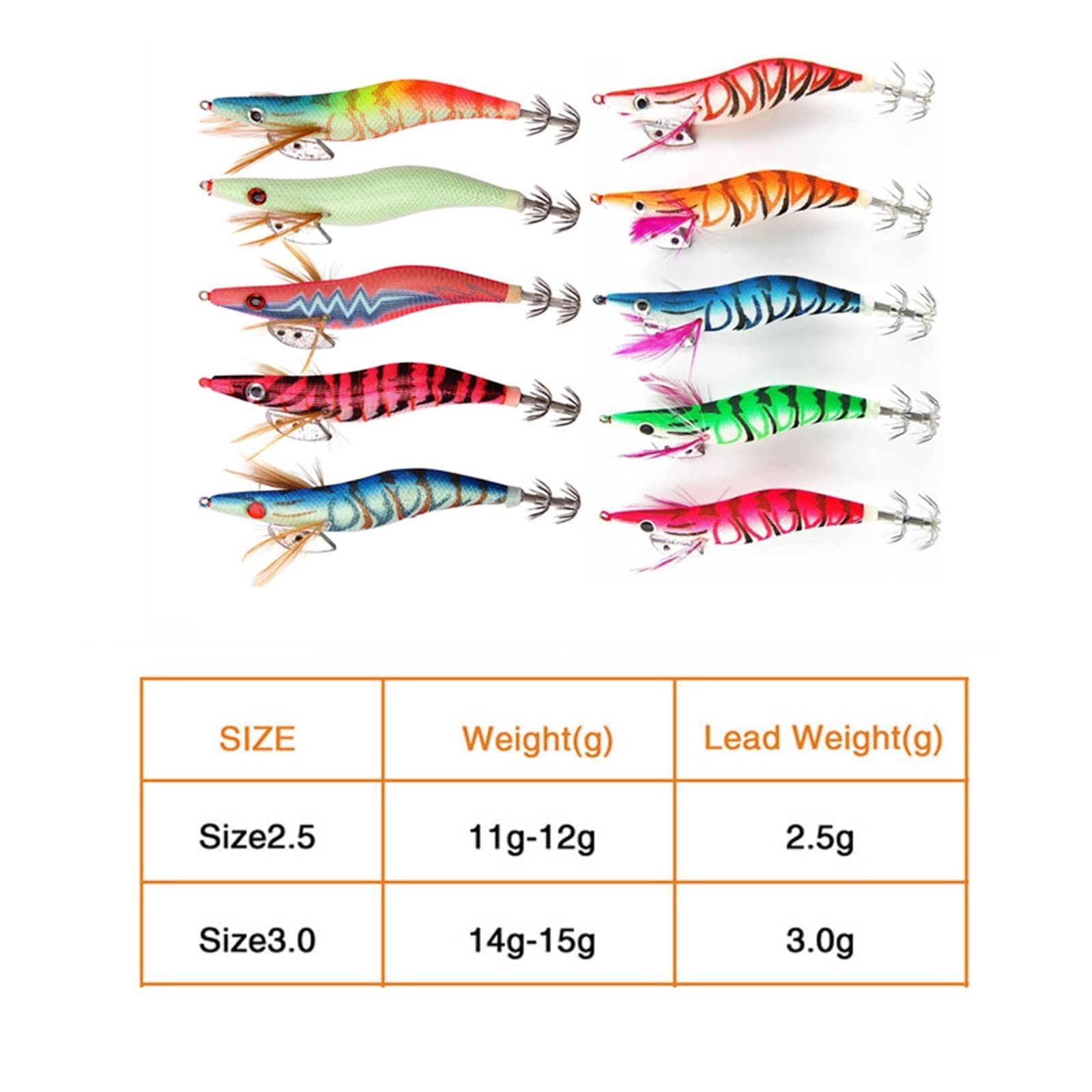 XILILHC 20 Pz/Lotto Calamari Esca Gamberetti Maschere Esche Luminose di Polpo | Esca artificiale for la pesca con esche artificiali for seppie con occhi 3D