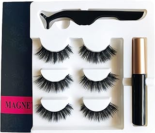 XINGDAREN Magnetic Lashes 3D Magnetic Eyelashes Kit Natural Look Reusable Magnetic Eyelashes with Eyeliner False Eyelashes with 1 Tubes of Eyeliner & Tweezers(3 Pairs)