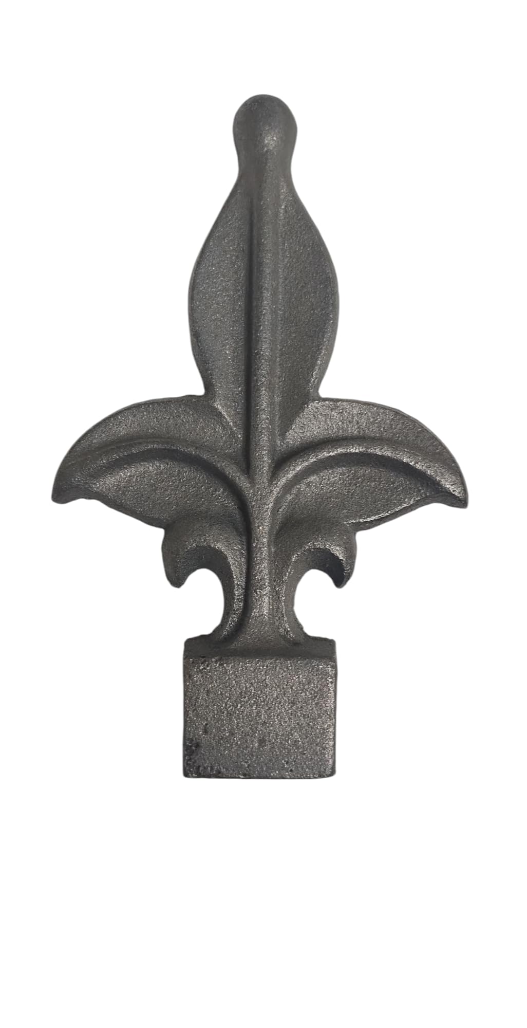 Cast Iron Fence Finials, Multiple Decorative Styles &amp; Sizes, 1/2" to 1" Inch Square and Round Spears, Fleur de Lis Design (3/4" Leaf SQ, 5)