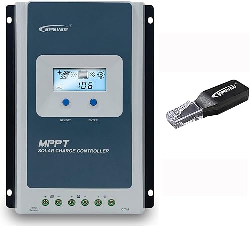 Miniatura 15 de EPEVER Controlador de carga solar MPPT de identificación automática de 40A 12/24 con control remoto de pantalla LCD Parámetros ajustables y sensor