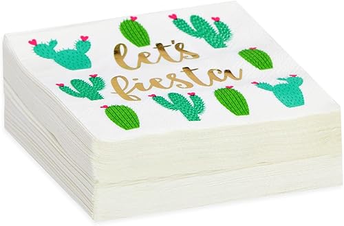 Miniatura 8 de Paquete de 50 servilletas Let's Fiesta Taco para fiestas, decoraciones de fiesta del Cinco de Mayo, servilletas de papel Margarita (5 x 5 pulgadas)