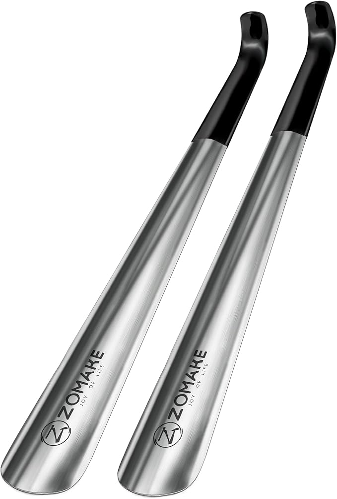 ZOMAKE Metal Shoe Horn 42cm Long Handled Shoehorn 2Pcs,Extra Long