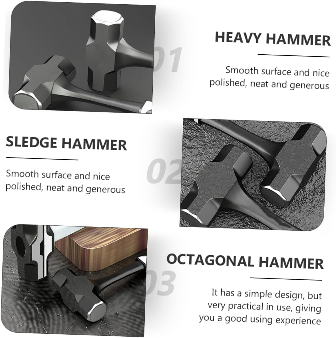 Octagonal Hammer for Wall Smashing One-Piece Carbon Steel Sledge Hammer for Construction and Home Use