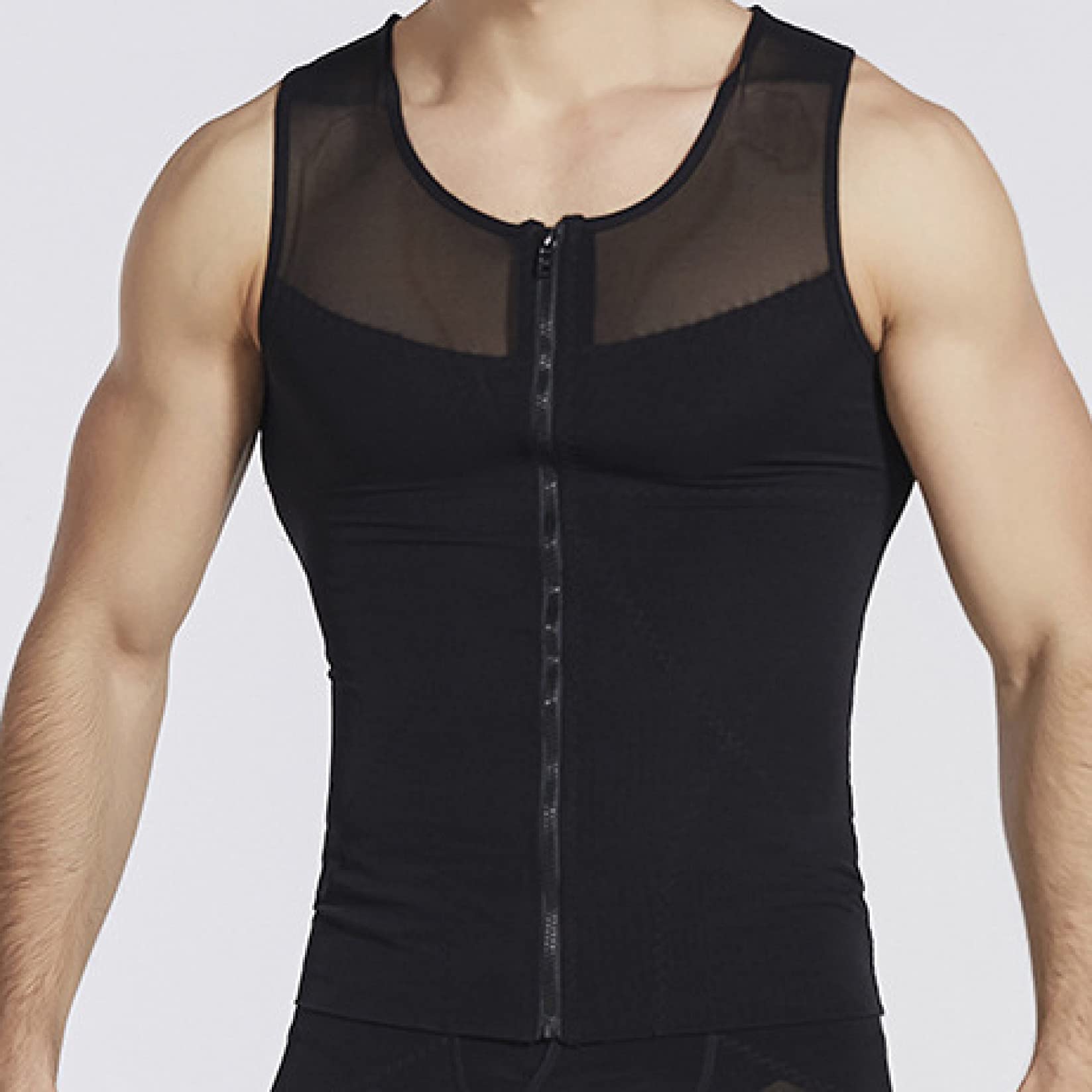 TTDGYYXW Top Modellanti da Uomo - Magliette compressive per Il Controllo della Pancia con Gancio e Cerniera - Magliette da Allenamento per dimagrire