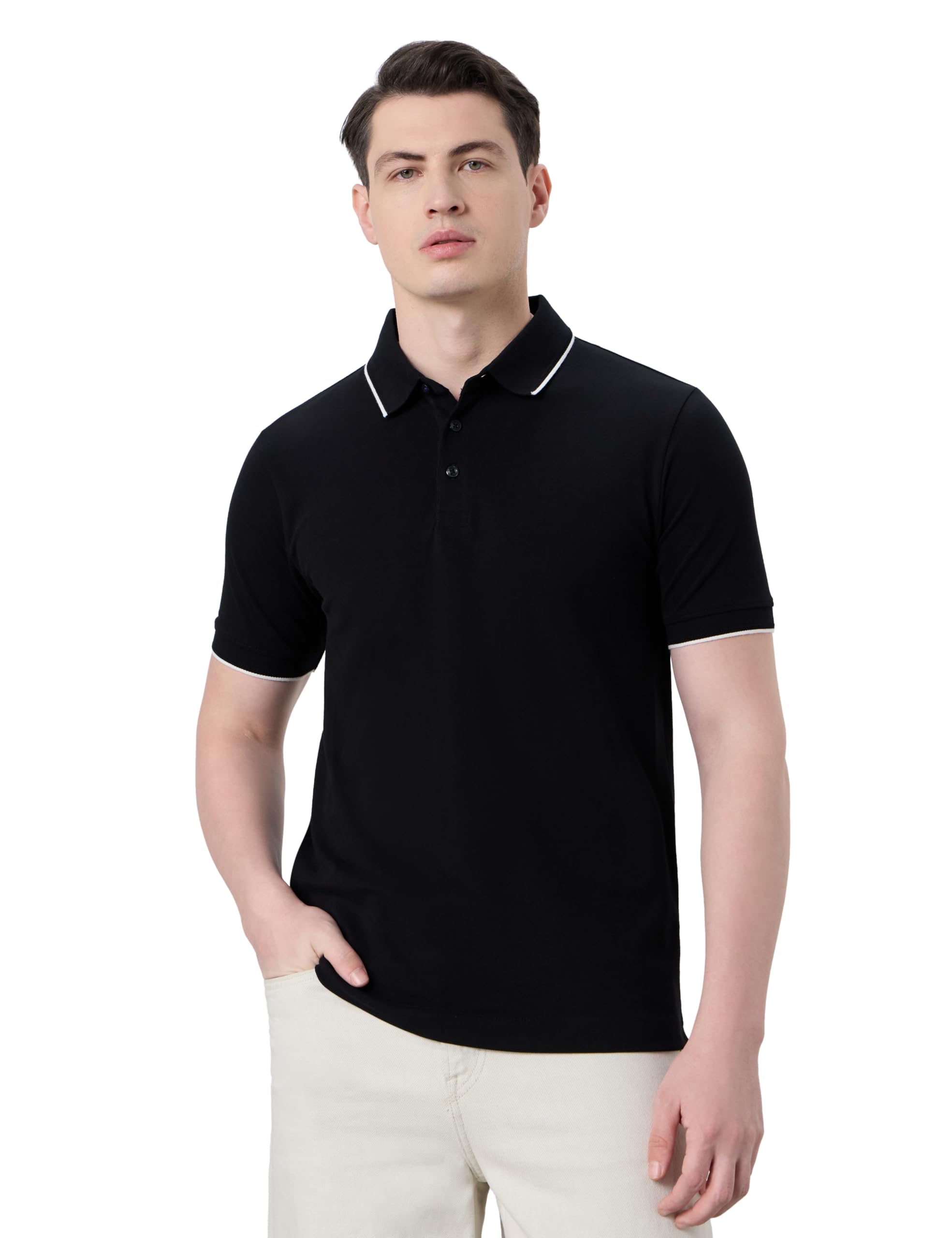 Symbol Premium Men's Cotton Stretch Solid Polo T-Shirt (Regular Fit | 